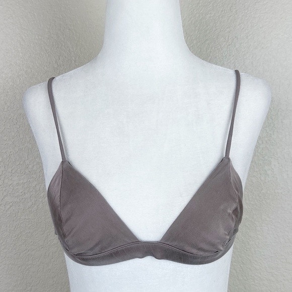 SilRiver SILK Satin Champagne Femme Triangle Bralette - Picture 2 of 7